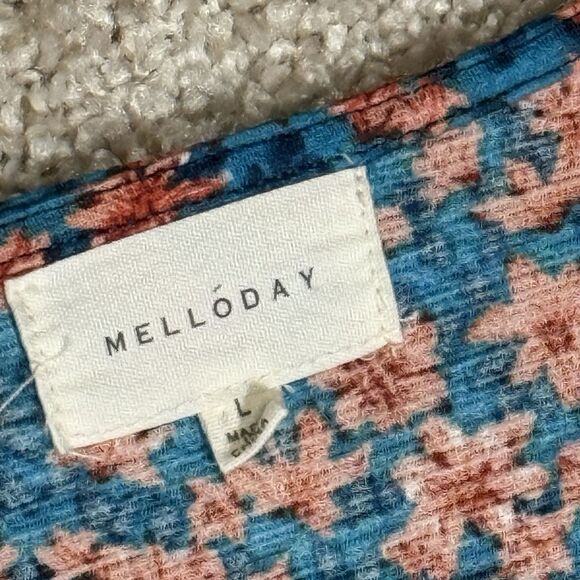 Melloday Blouse Women Large Floral Flutter Sleeve‎ Ruffle - Picture 2 of 4